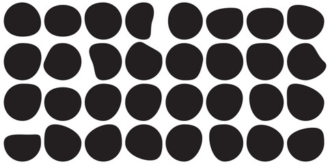Blobs icon. Rock black icons. Different drops in modern style. Drops or stone silhouettes. Modern blob shape design elements isolated on white background. Vector illustration 