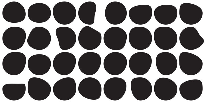 Blobs icon. Rock black icons. Different drops in modern style. Drops or stone silhouettes. Modern blob shape design elements isolated on white background. Vector illustration 