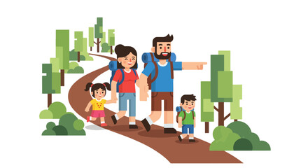 Family Hiking Adventure: Exploring Nature With Joy and Discovery of the Beautiful World.