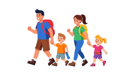 Family Hiking Together on Adventure, Bonding and Exploring Nature