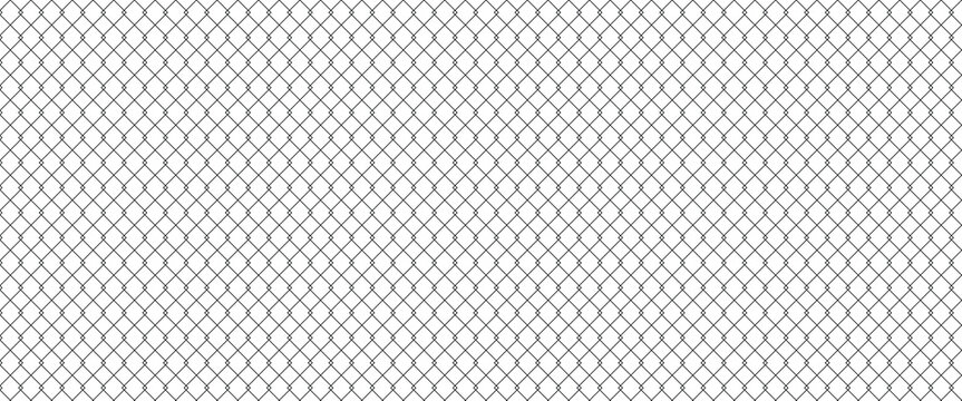 Seamless patterned steel chain link fence. Wire fence pattern with rhombus and diamond silhouettes. Checkered fence background.