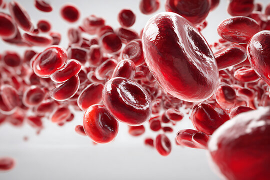 Dynamic microscopic view of vibrant red blood cells flowing, showcasing health, life, and medical science innovation with stunning clarity and detail for healthcare, research, and educational purposes - Powered by Adobe