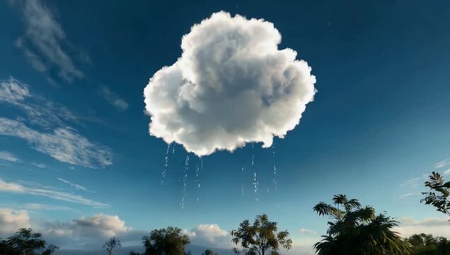 A single cloud drifts across a 3D rendered overcast sky in this cinematic 4K animation simulating rainy windy or stormy weather conditions ideal for meteorology visuals weather forecasts or digital