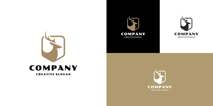 Royal Premium Shield Deer Logo Template Vector Illustration Design