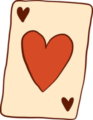 Flat Style Playing Card With Heart Symbol