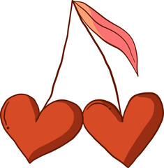 Flat Style Twin Hanging Hearts With Ribbon