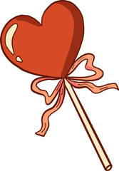 Flat Style Heart Shaped Lollipop Illustration