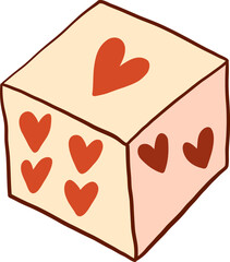 Flat Style Dice Cube With Heart Faces