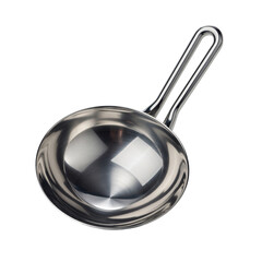 Silver Stainless Steel Saucepan With Long Handle Isolated On Transparent Background With Subtle Gradient Lighting Highlights