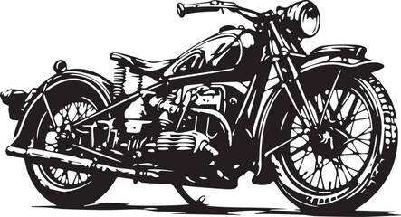 Naklejka premium Vintage Motorcycle: A detailed illustration of a classic motorcycle, capturing its timeless design and mechanical intricacies.