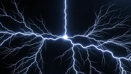 Powerful lightning strikes electrify the dark sky, creating a dramatic and intense display of natural energy and forces of nature