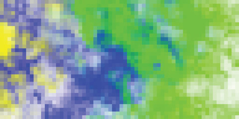 Abstract pixelated mosaic of vibrant yellow blue and green colors creating a dynamic and energetic visual pattern with a modern artistic feel and digital art aesthetic