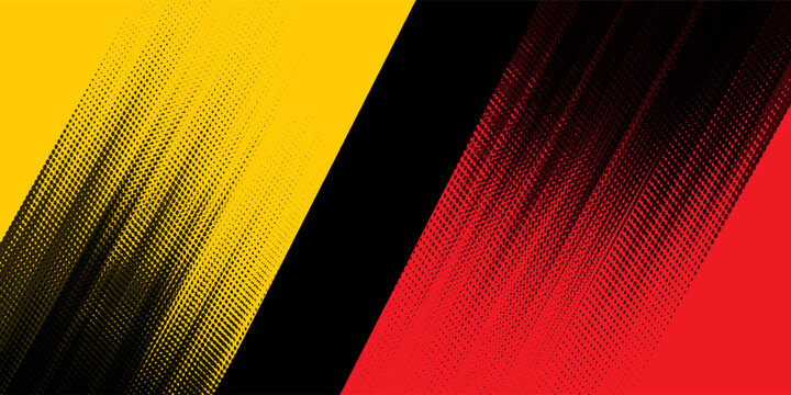 Vector transition in the colors of Germany and Belgium with lines in a retro style. Modern striped pattern. For covers, advertising. Abstract yellow red black vector background.