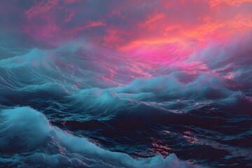 Fototapeta premium Dreamy vaporwave seascape 