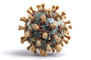 Detailed 3D render of a coronavirus cell, showcasing the virus's structure, perfect for medical and scientific illustrations, educational materials, and healthcare presentations