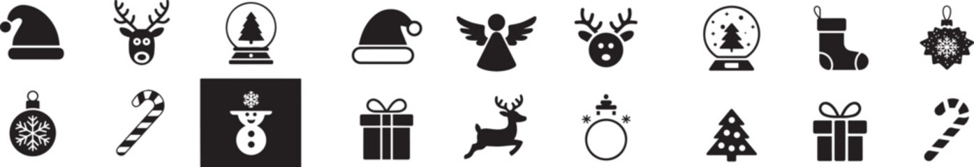 Christmas icons vector graphics set holiday season design elements