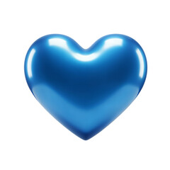 Glossy blue heart shape symbol of love and affection rendered in 3d isolated on transparent background