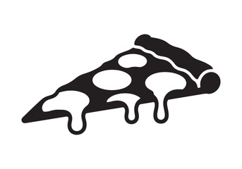  A simple black and white silhouette of a delicious slice of pizza with melting cheese