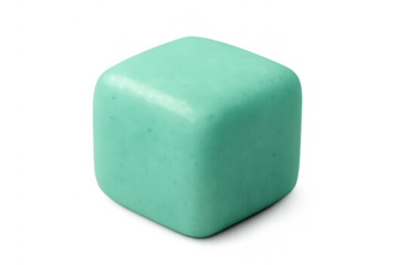 Green chewing gum cube isolated transparent background