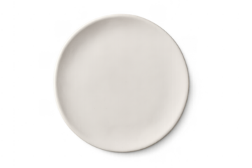 Empty white ceramic plate dining tableware on transparent background