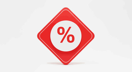 Close Up of a Red Discount Percentage Sign for Sale and Promotions