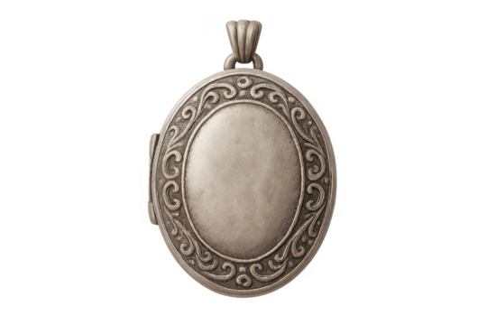 Vintage silver locket pendant with empty frame