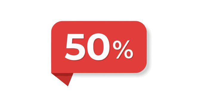Clear red sale tag with 50 discount symbol for promotional and marketing use