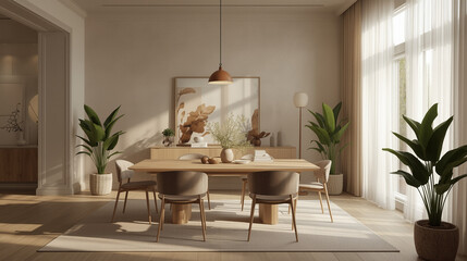 aesthetic dining room with brown and white color