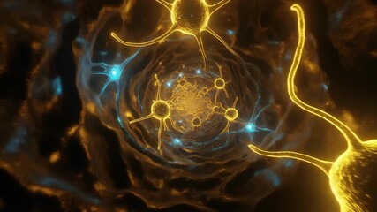 Abstract neuron network with bioluminescence science and technology visualization - Powered by Adobe