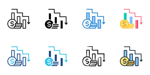 Deficit icon set multiple style collection 
