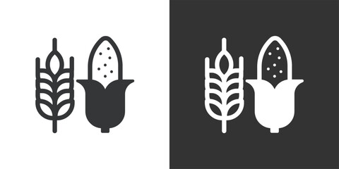 Fototapeta premium Wheat and Corn icon. Solid glyph series icon