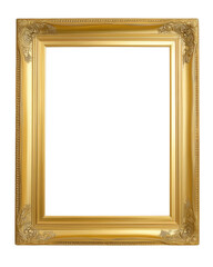 Gold-framed picture with ornate symmetrical design on transparent background