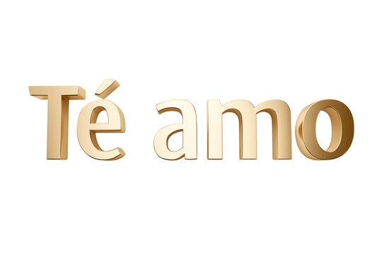 Te amo text in bold gold font on transparent background