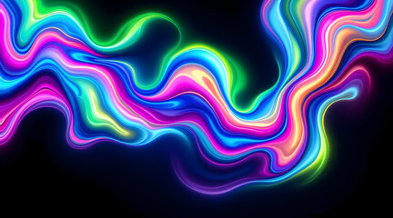 Soft neon fluid liquid art curves gently on black background wallpaper dreamy glow