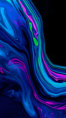 Fluid neon art with glowing pink, purple, and blue waves
