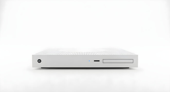 Modern Slim Desktop Computer With Minimalist Design And Disc Drive Port