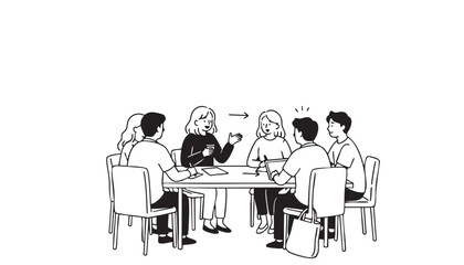 focus group discussion meeting illustration line art style