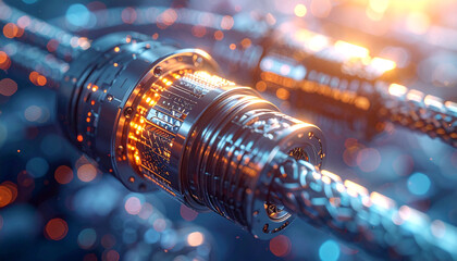 Cyber Cables: Futuristic rendering of technological cables, showcasing intricate data transfer and digital connection.