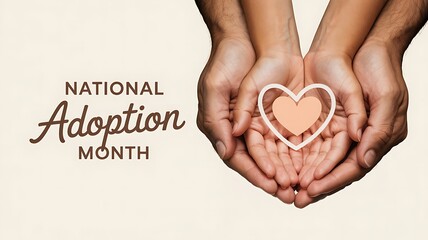 Hands holding a heart symbolizing adoption and family during national adoption month celebration