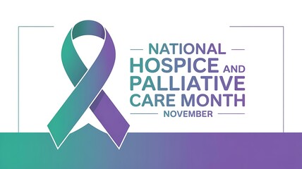 National hospice and palliative care month november awareness ribbon with gradient colors promoting support and comfort for patients and families