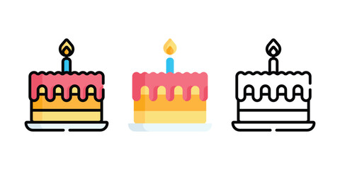 Birthday Cake Vector and Icon Collection – Sweet Dessert, Party Celebration, and Festive Cake Illustrations for Design and Decoration