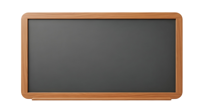 Blackboard with wooden frame isolated on white background, ideal for educational and creative purposes