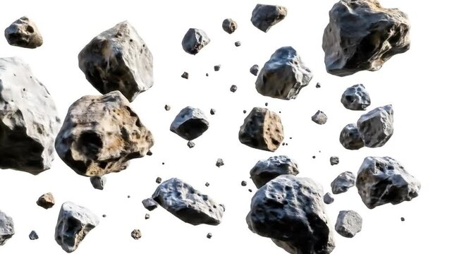 Floating rocks with isolated on white background.