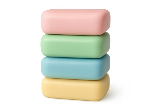 Stacked colorful pastel bar soaps for hygiene and skincare
