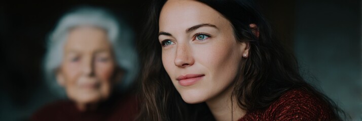 Fototapeta premium Woman with a serious expression is looking at another woman