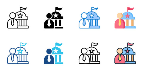 Fototapeta premium Civil service icon set multiple style collection 