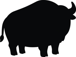Black bison silhouette vector icon