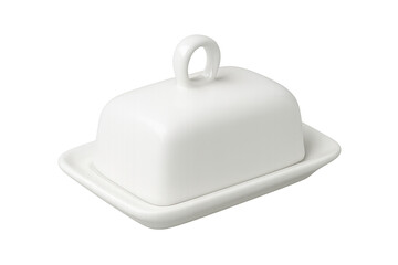 Obraz premium White ceramic butter dish on transparent background