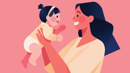 Illustration Of A Mother Carrying A Baby Vector Design Template