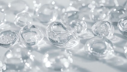 Abstract Clear Liquid Drops On a White Surface